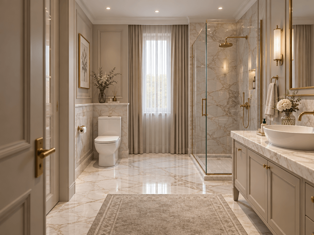 Bathroom interior in Neoclassic style — photo by GenRoom AI