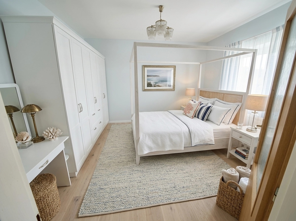 Interior design in Coastal / Hamptons style — Bedroom by GenRoom AI