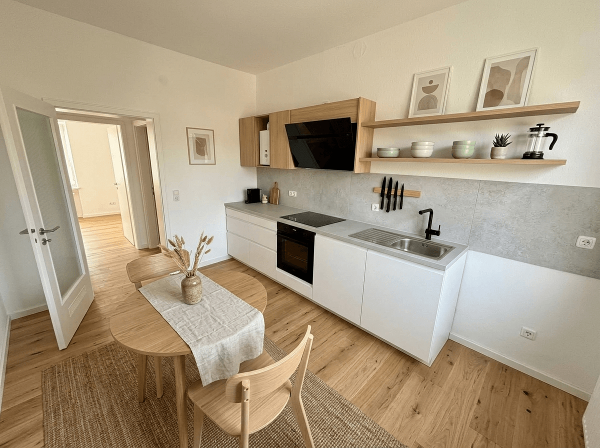 Kitchen interior in Scandinavian style — photo by GenRoom AI