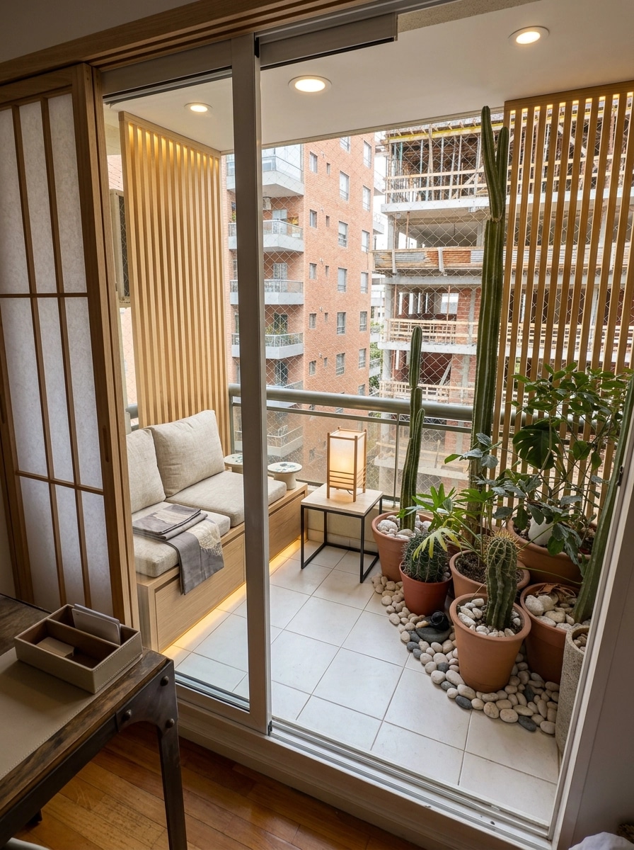 Interior design in Japandi style — balcony by GenRoom AI