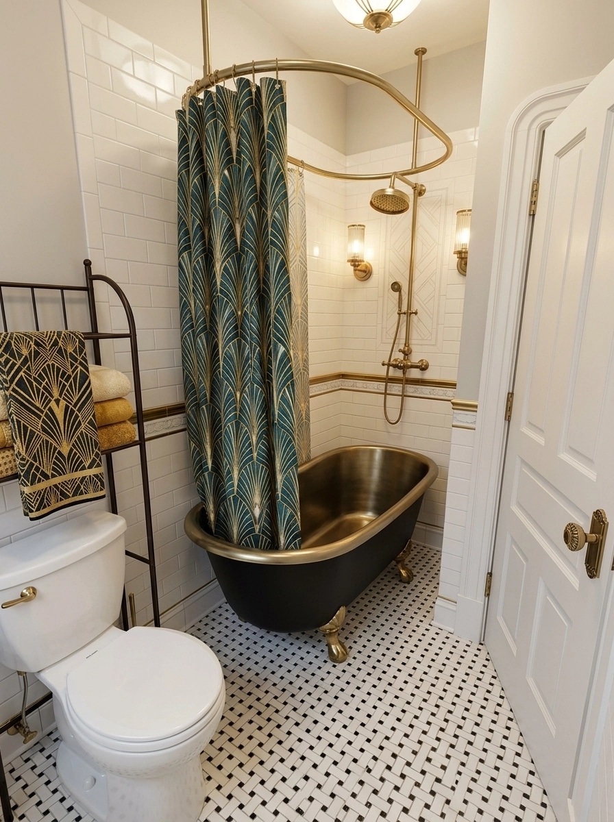 Bathroom interior in Art Deco style — photo by GenRoom AI
