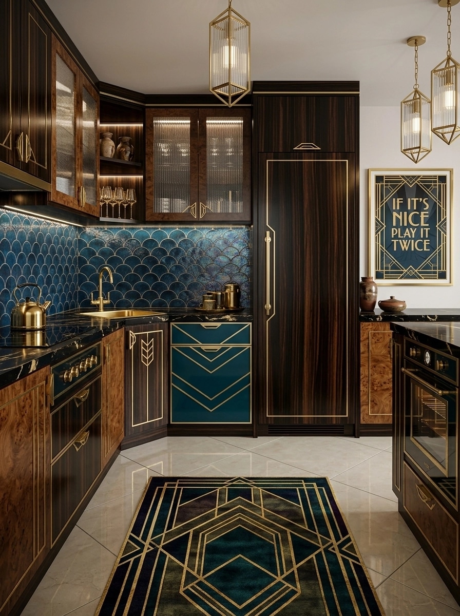 Kitchen interior in Art Deco style — photo by GenRoom AI