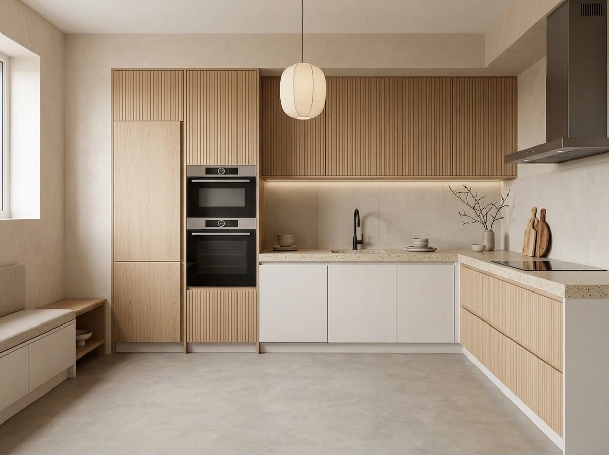 Kitchen interior in Japandi style — photo by GenRoom AI
