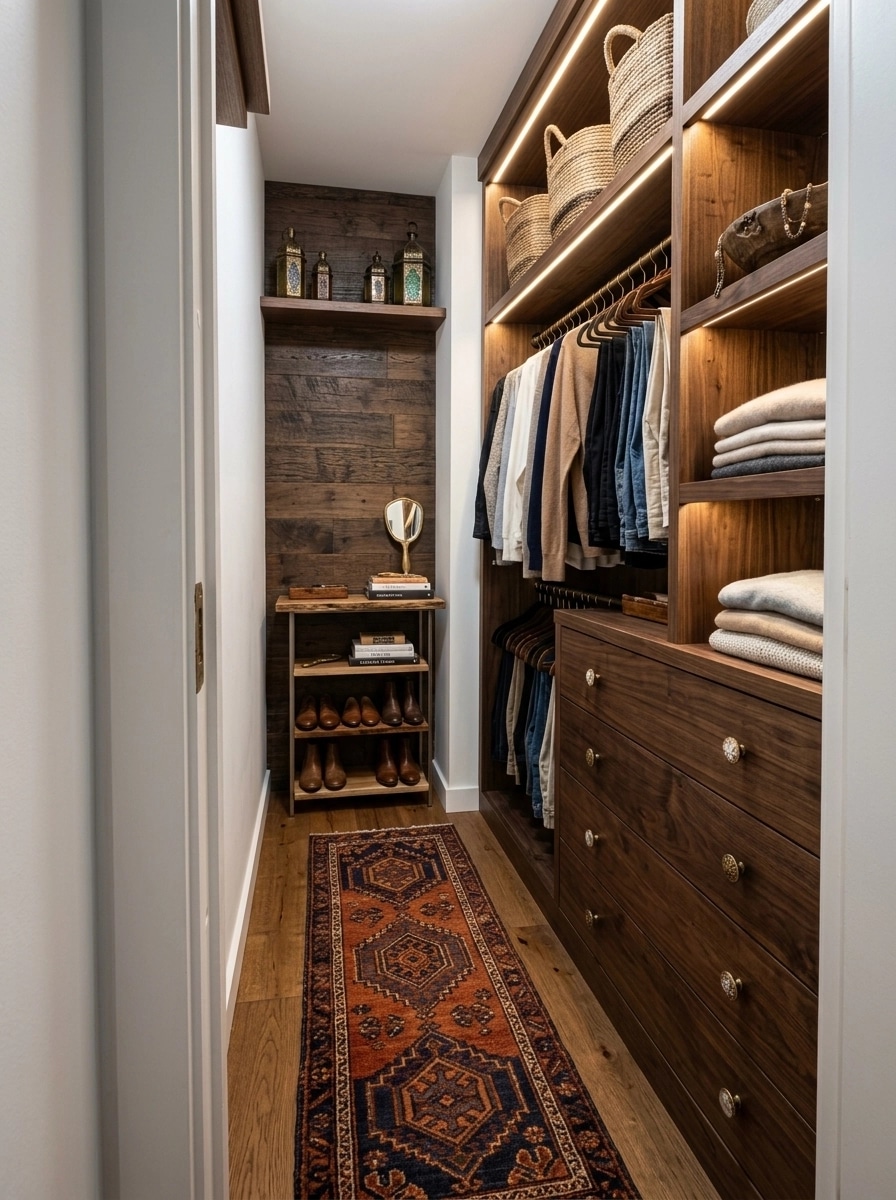 İç mekân tasarımı Bohemian stili — wardrobe GenRoom AI