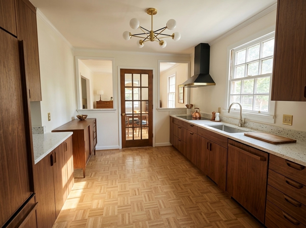 Mid-Century Modern Kitchen design — interior photo by GenRoom AI
