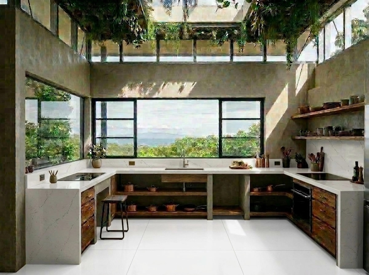 Kitchen interior in Biophilic style — photo by GenRoom AI