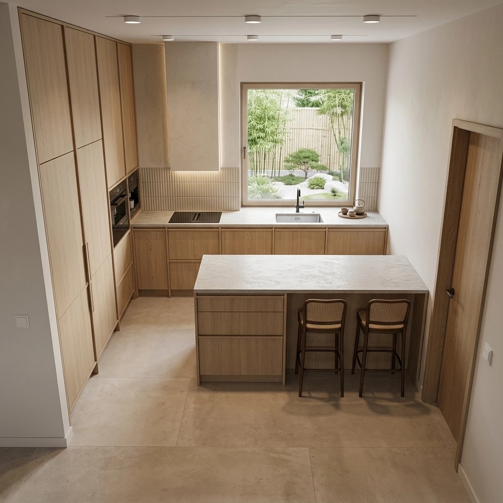 Kitchen interior in Japandi style — photo by GenRoom AI