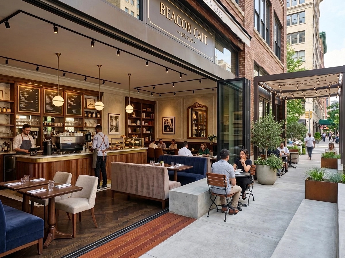 Interior design in Transitional style — cafe by GenRoom AI