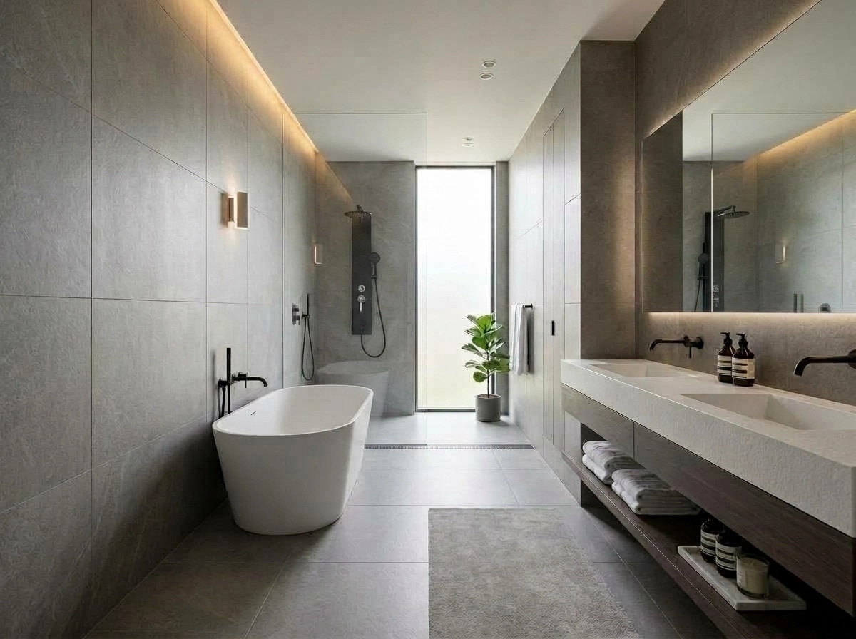 Bathroom interior in Minimalism style — photo by GenRoom AI
