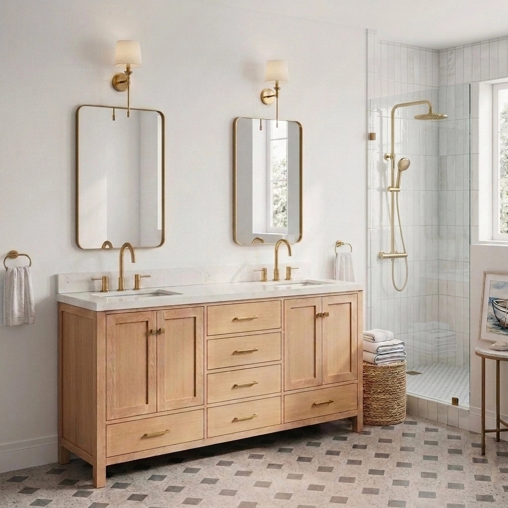 Interior desain di Coastal / Hamptons gaya — Kamar Mandi oleh GenRoom AI