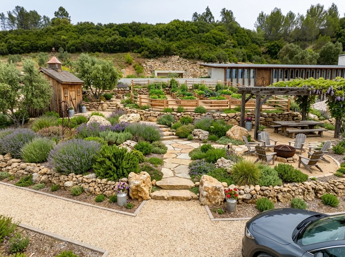 Country Rustic Garden Yard design — yard photo by GenRoom AI