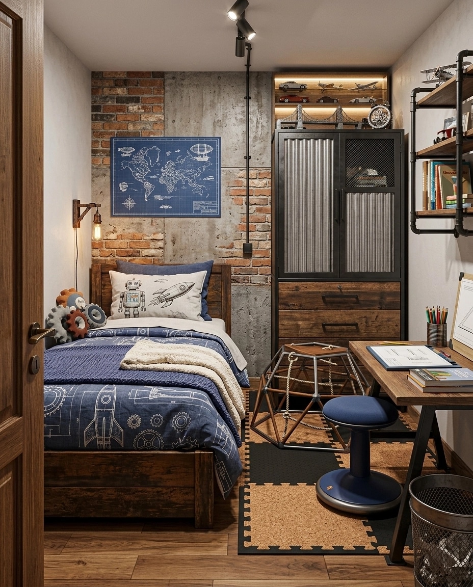 Design de interiores em estilo Loft / Industrial — Quarto Infantil por GenRoom AI