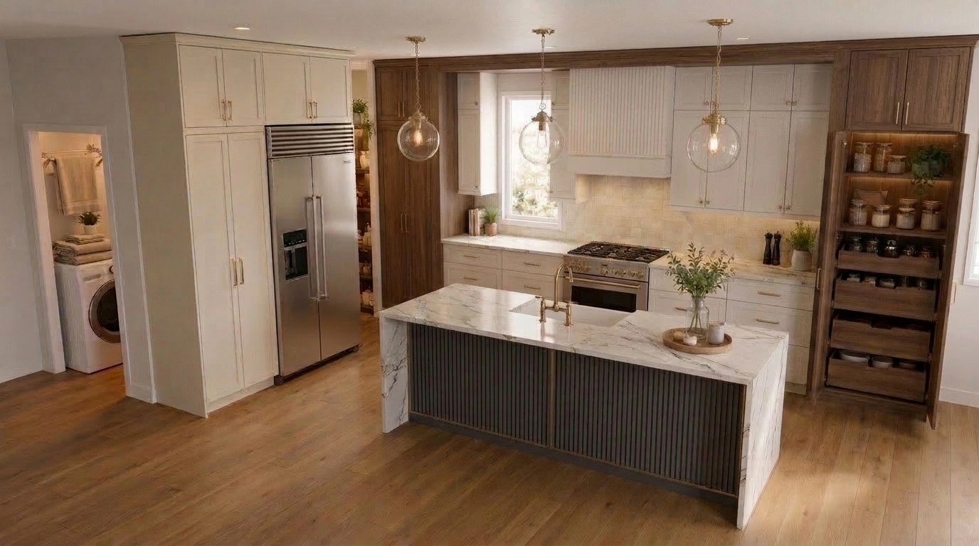 Kitchen interior in Transitional style — photo by GenRoom AI