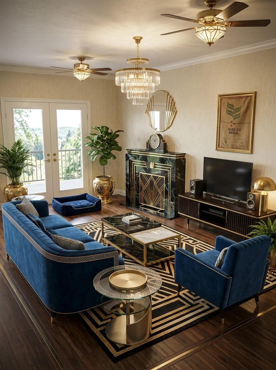Interior design in Art Deco style — Living Room by GenRoom AI