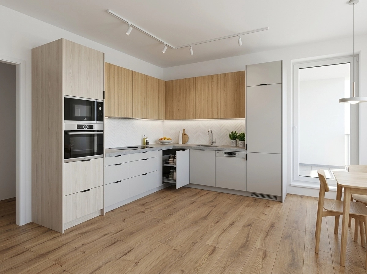 Kitchen interior in Scandinavian style — photo by GenRoom AI