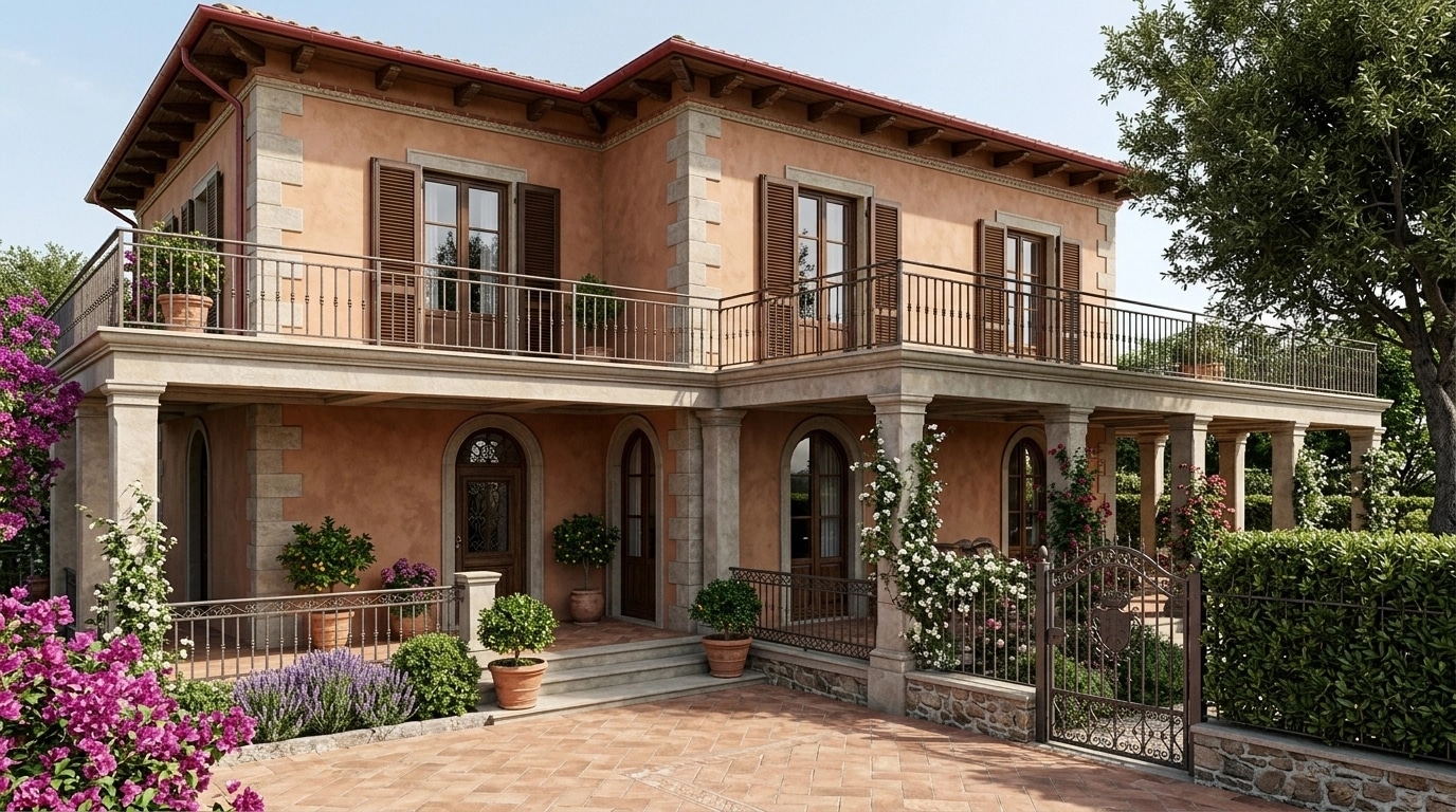Facade design in Italian Villa Facade style — Facade by GenRoom AI