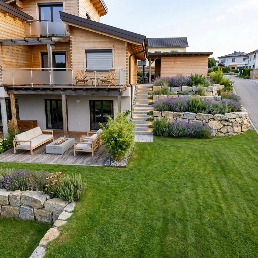 Landscape design in Scandinavian Garden style — Yard by GenRoom AI