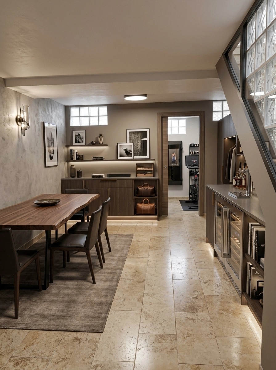 Interior design in Contemporary style — basement by GenRoom AI