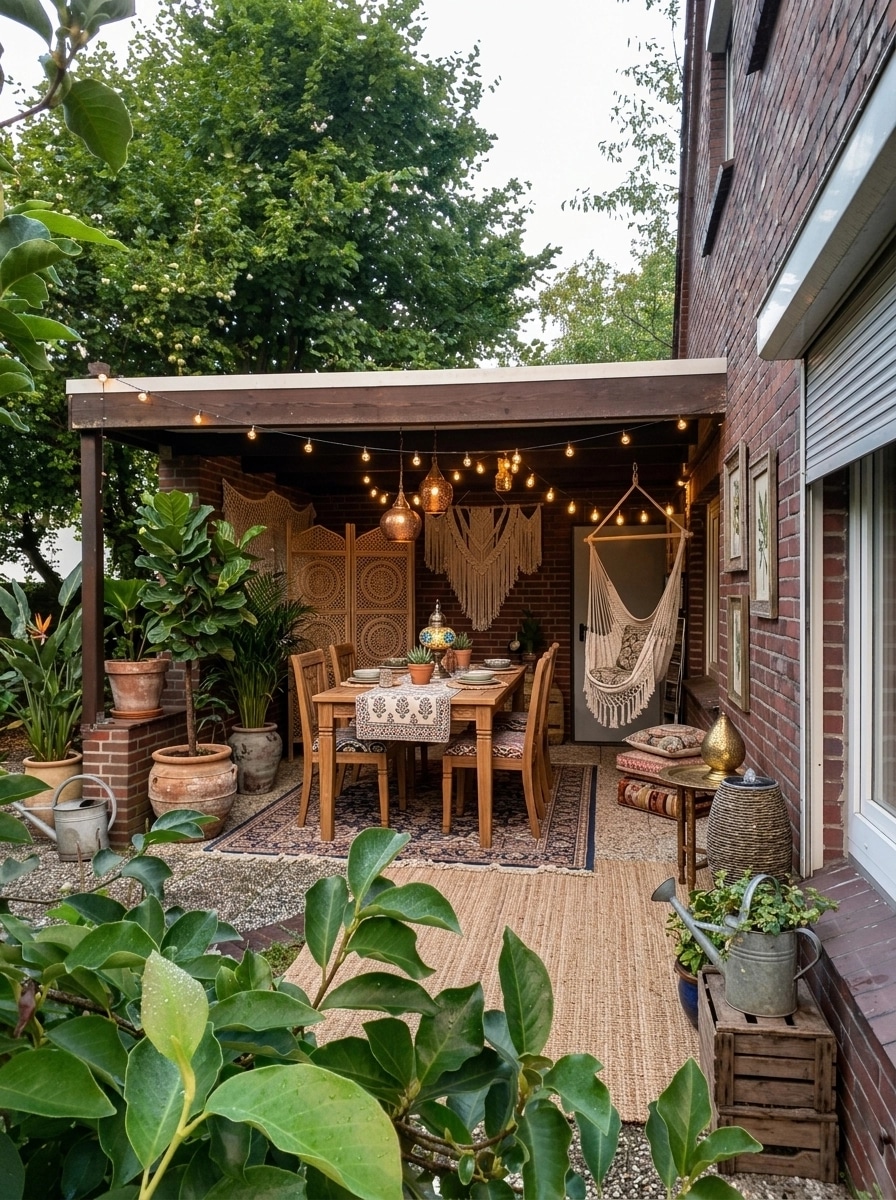 Interior design in Bohemian style — terrace by GenRoom AI