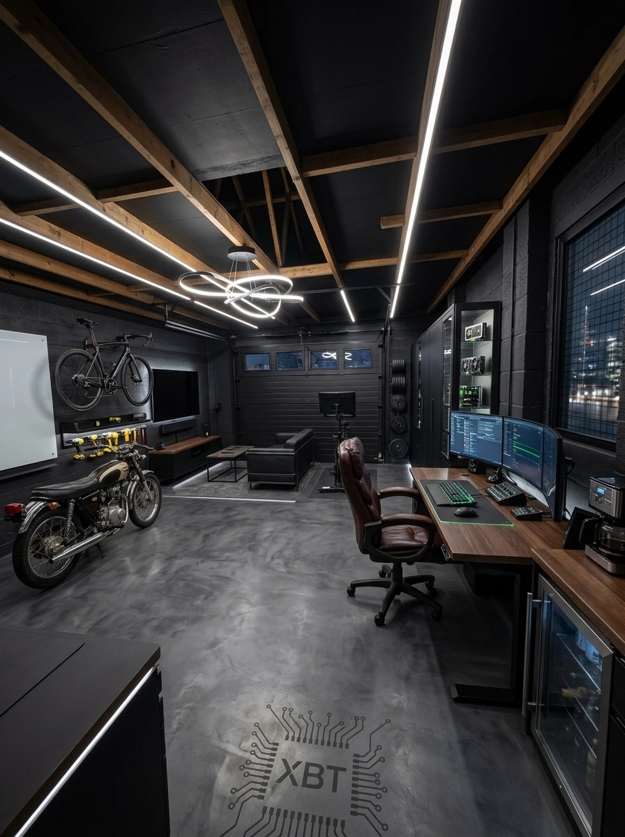 Design d'interni in stile Blacktec — garage di GenRoom AI