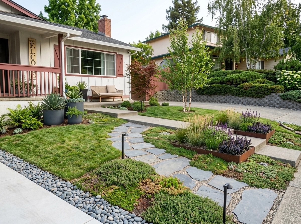 Landscape design in Scandinavian Garden style — Yard by GenRoom AI