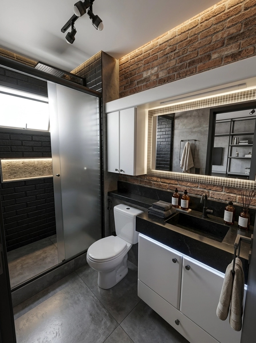 Interior design in Loft / Industrial style — Bathroom by GenRoom AI