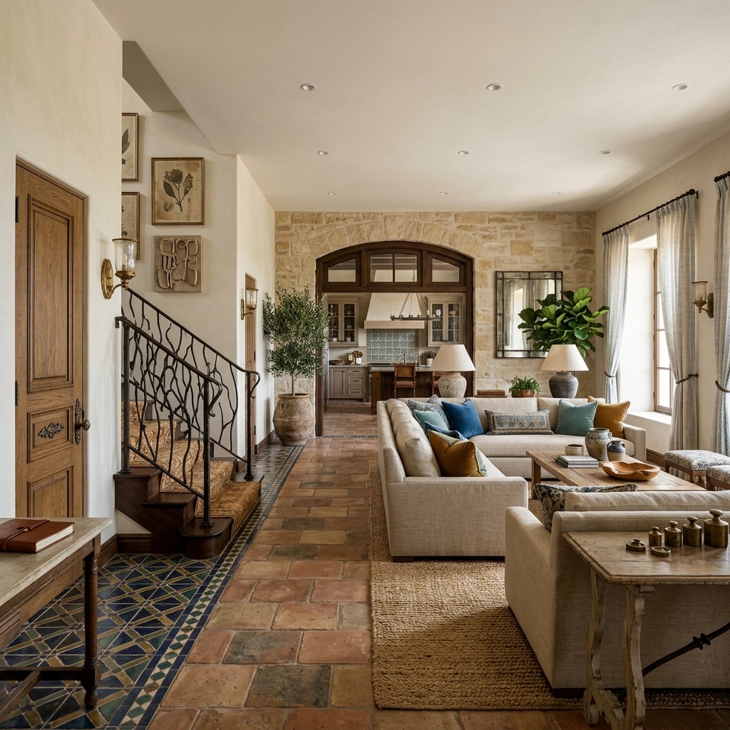 Hallway interior in Mediterranean style — photo by GenRoom AI