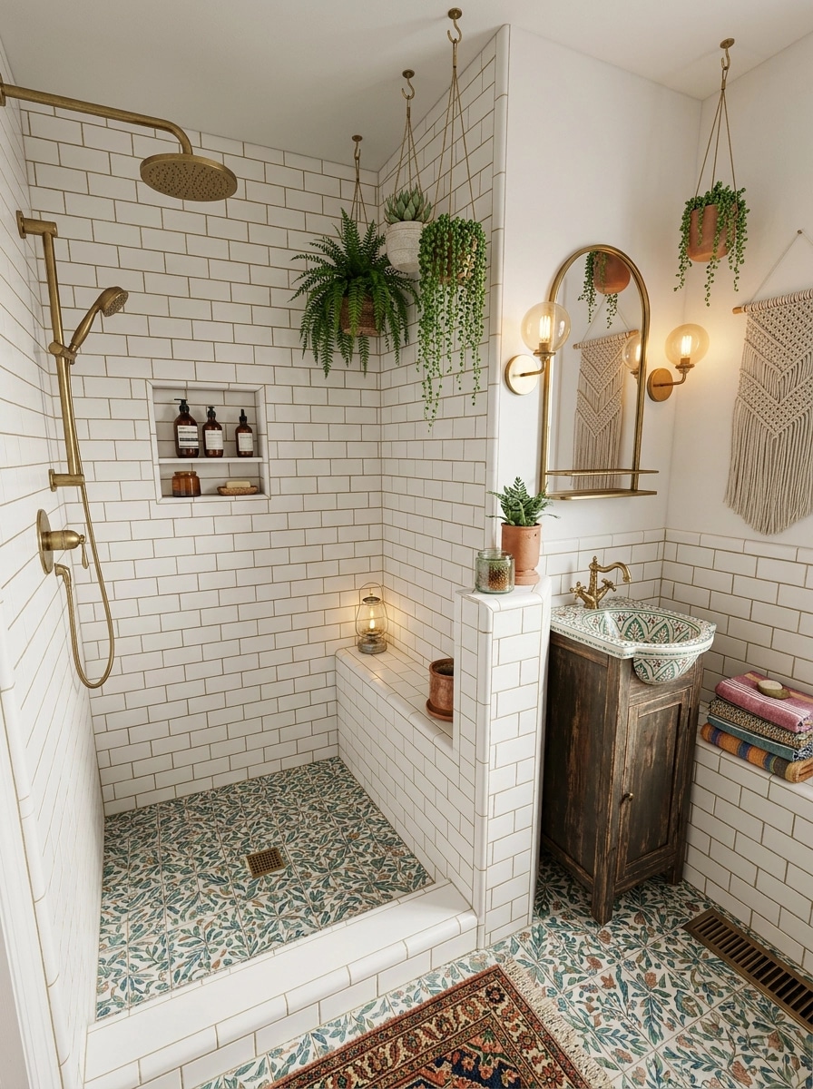 Bathroom interior in Bohemian style — photo by GenRoom AI
