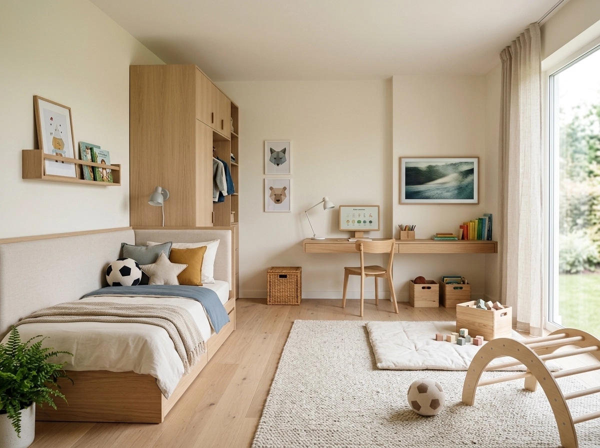 Minimalism Kids Room design — interior photo by GenRoom AI