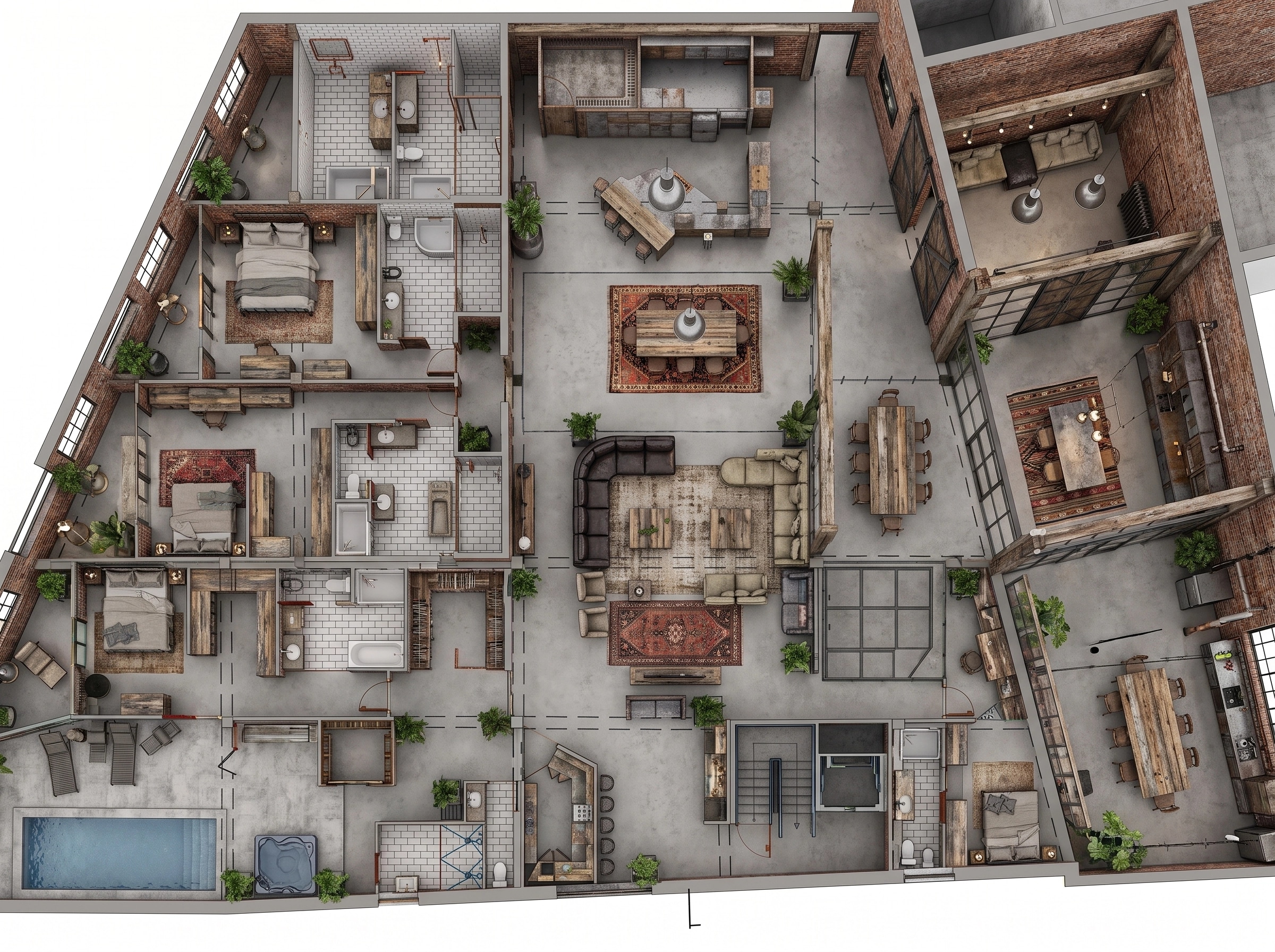 Interior design in Loft / Industrial style — Living Room by GenRoom AI