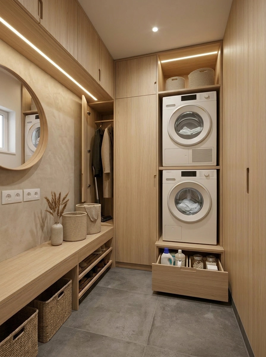 Interior design in Japandi style — laundry by GenRoom AI