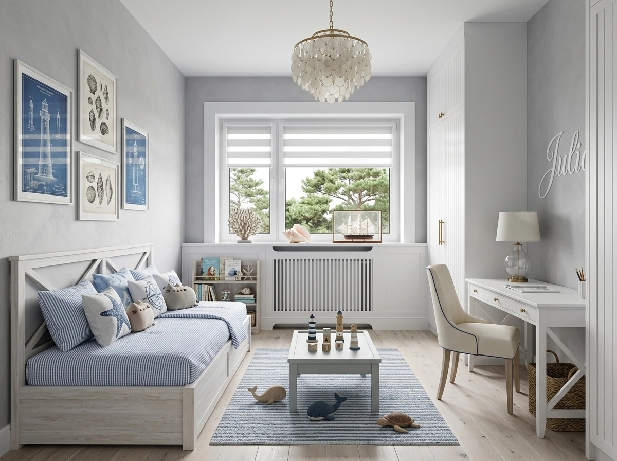 Interior design in Coastal / Hamptons style — Kids Room by GenRoom AI