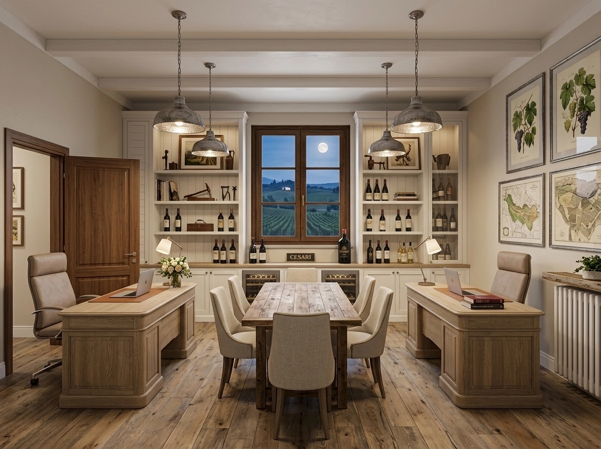 Office interior in Modern Farmhouse style — photo by GenRoom AI