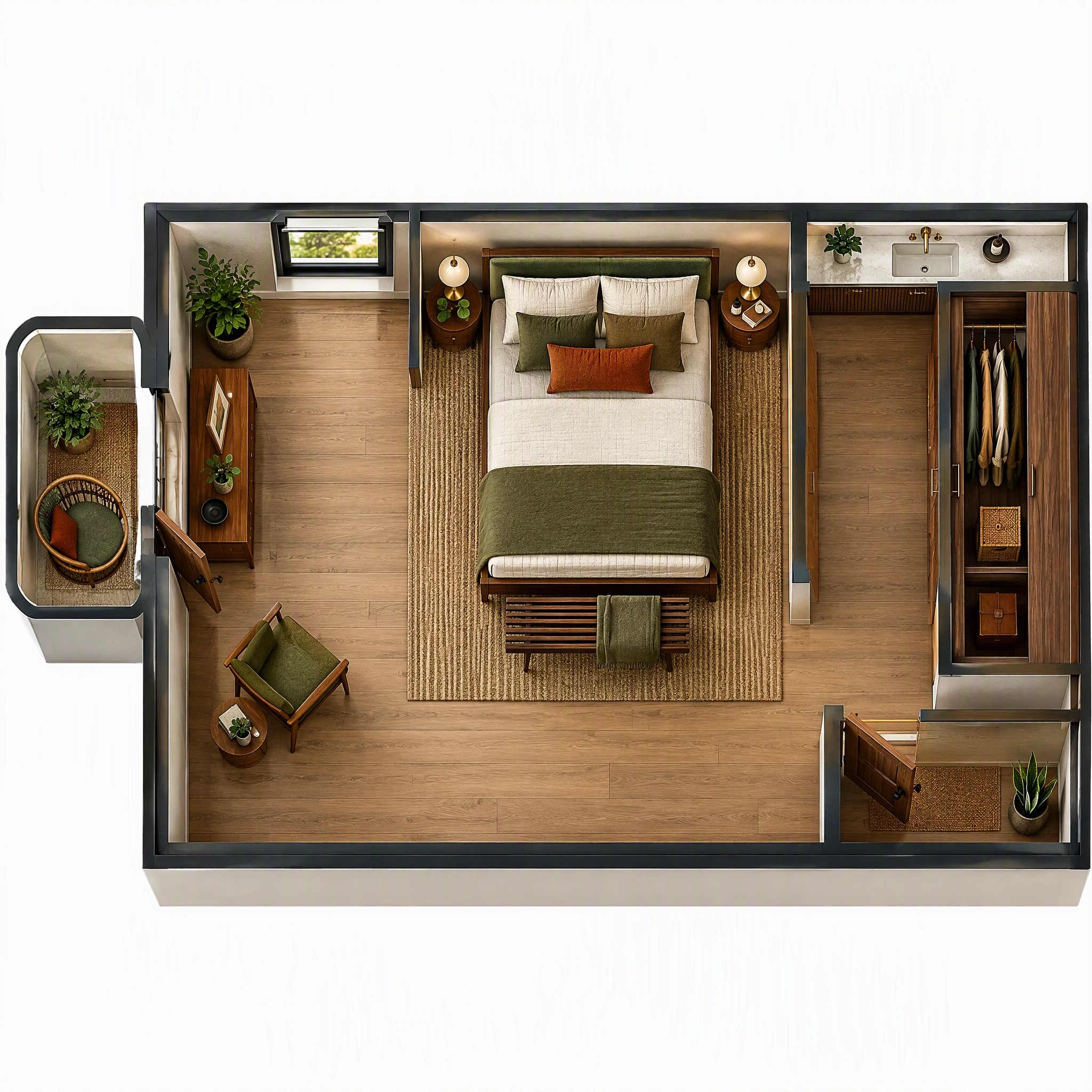 Interior design in Mid-Century Modern style — Living Room by GenRoom AI