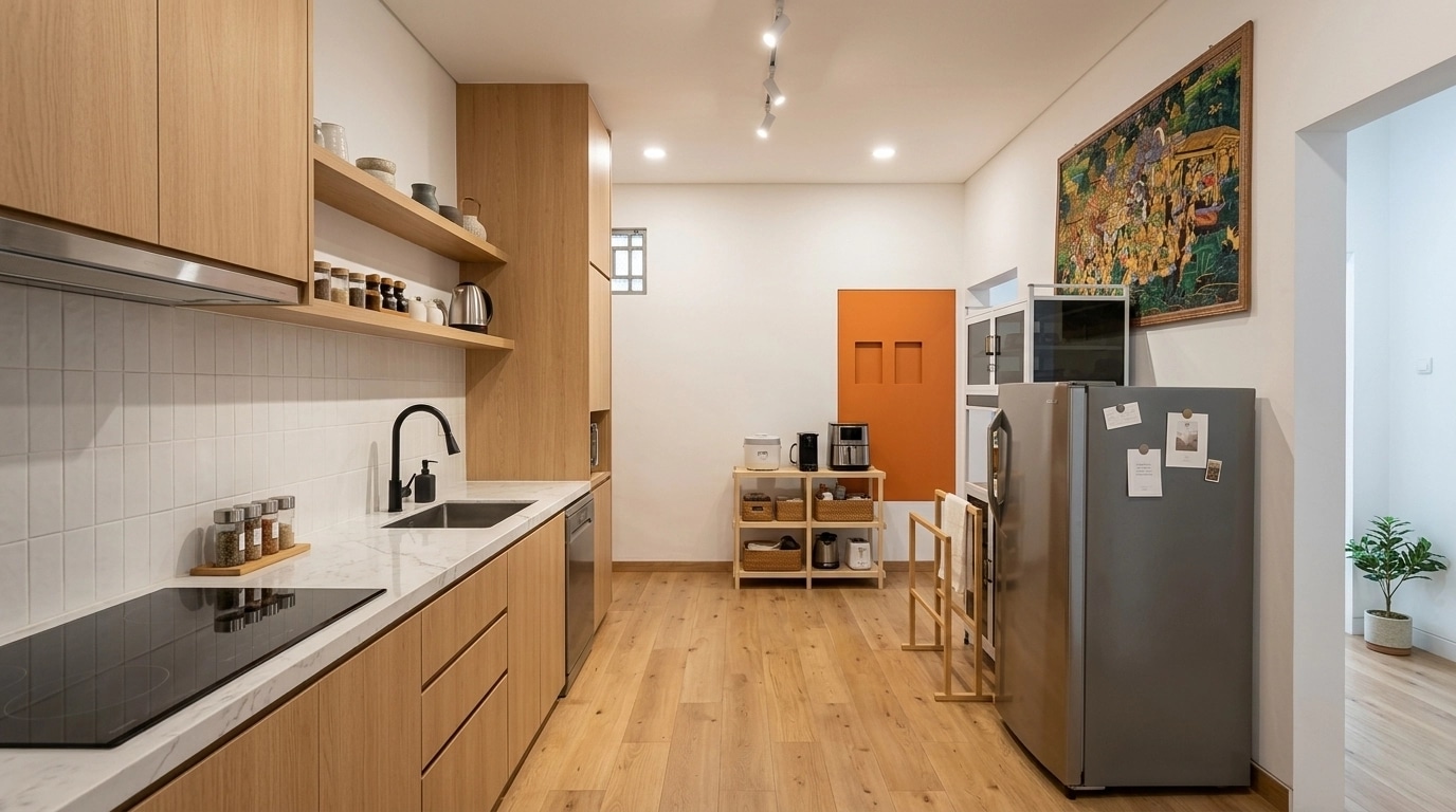 Kitchen interior in Scandinavian style — photo by GenRoom AI