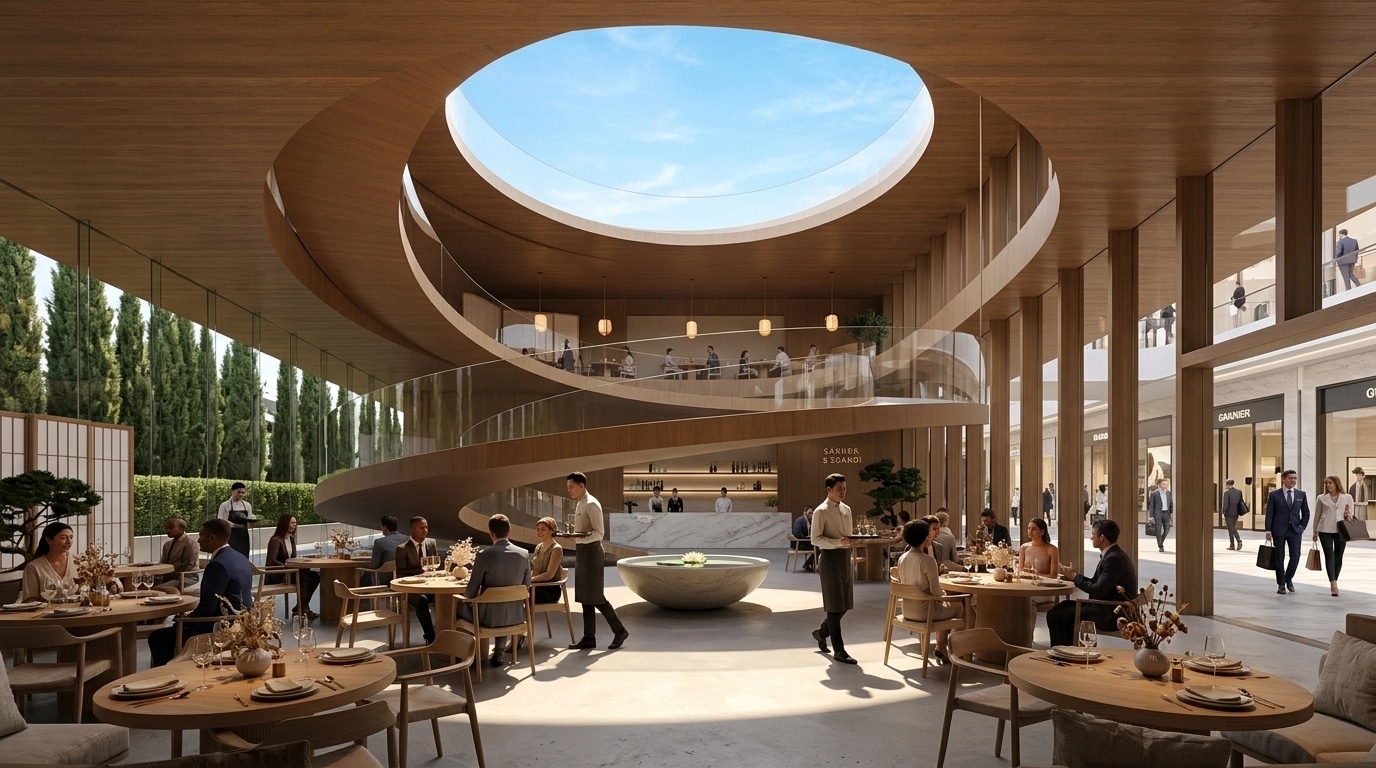 Interior design in Japandi style — restaurant by GenRoom AI