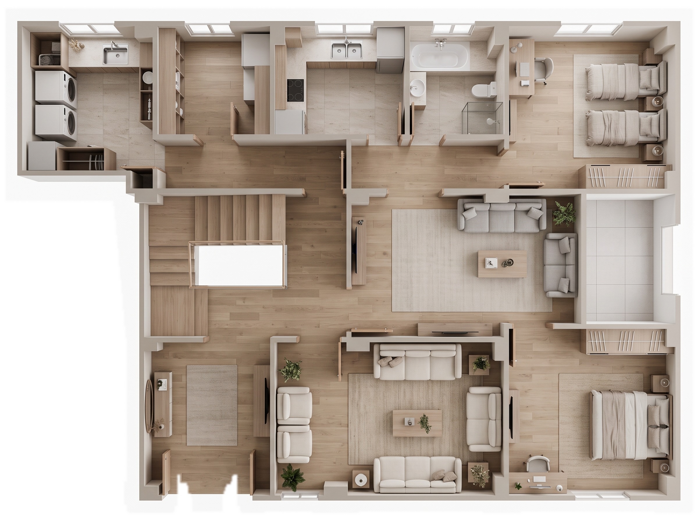 التصميم الداخلي بنمط Minimalism — غرفة المعيشة من GenRoom AI