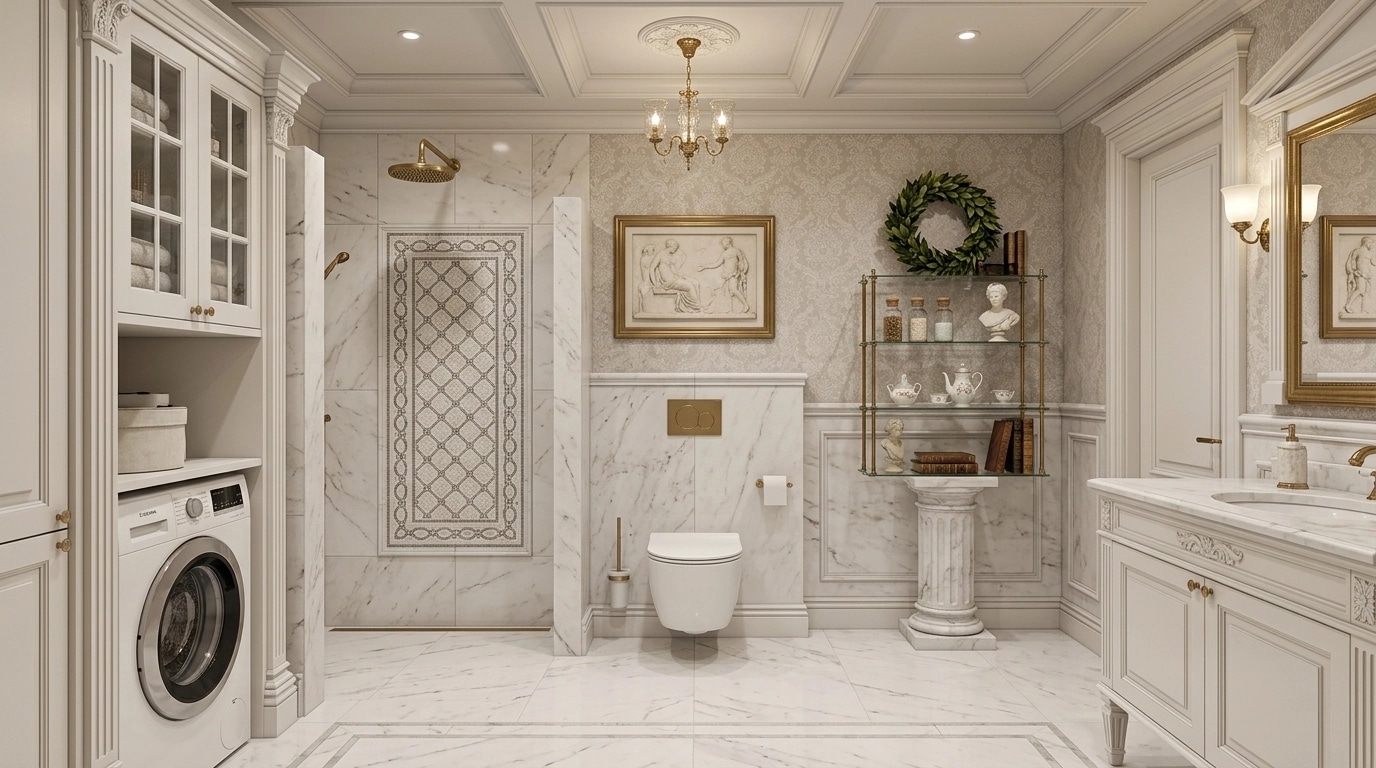 Interior design in Neoclassic style — Bathroom by GenRoom AI