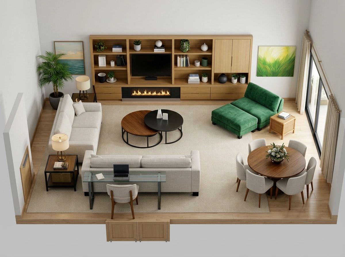 Transitional Ruang Tamu design — interior photo by GenRoom AI