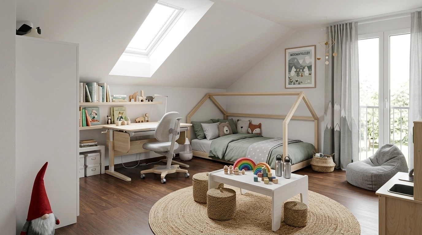 Scandinavian Kids Room design — interior photo by GenRoom AI