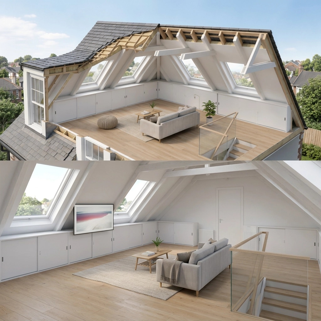 Interior design in Minimalism style — attic by GenRoom AI