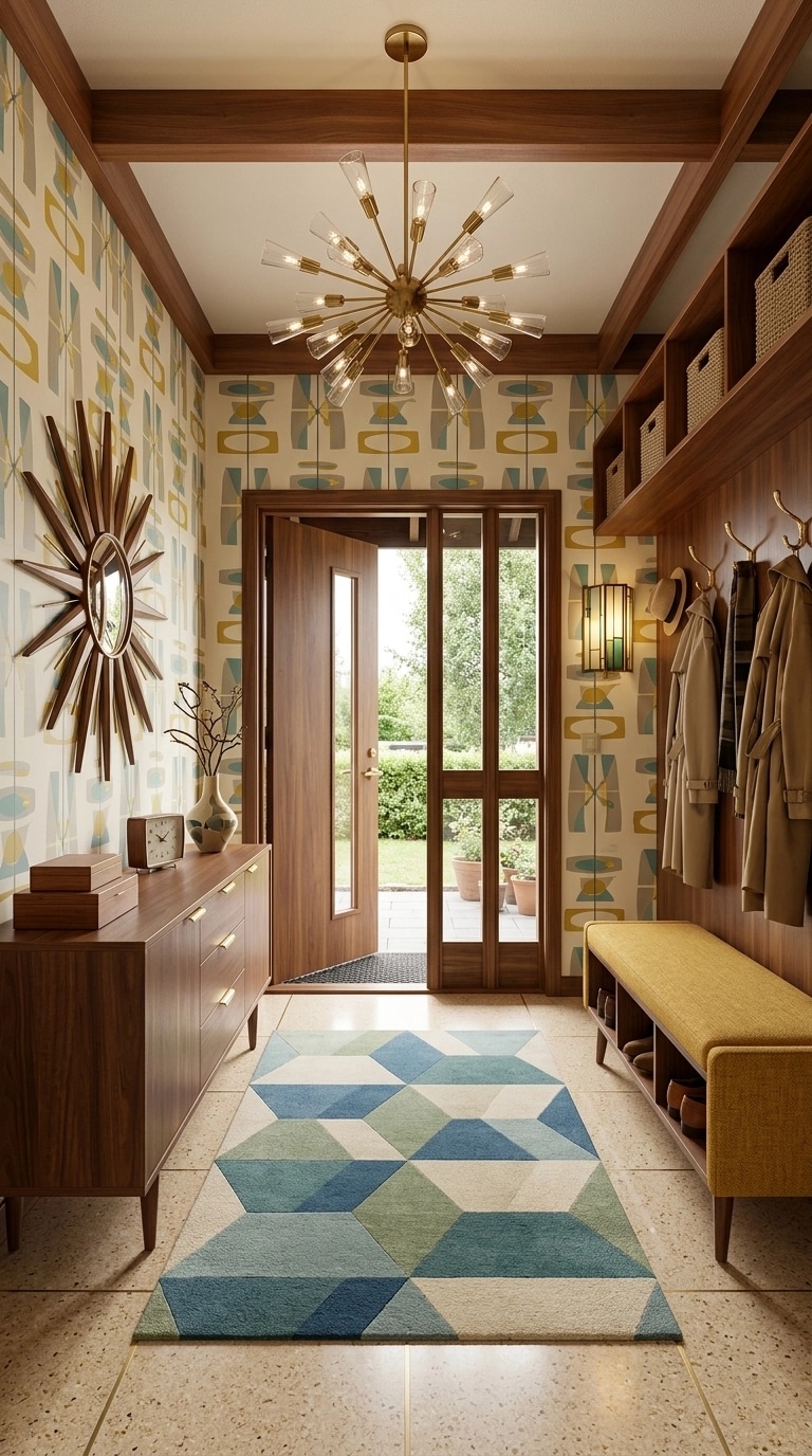 Hallway interior in Mid-Century Modern style — photo by GenRoom AI