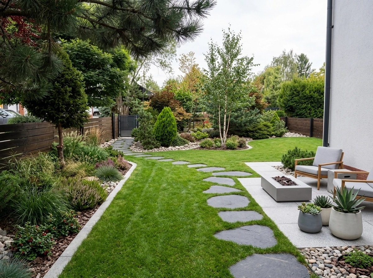 Landscape design in Scandinavian Garden style — Yard by GenRoom AI