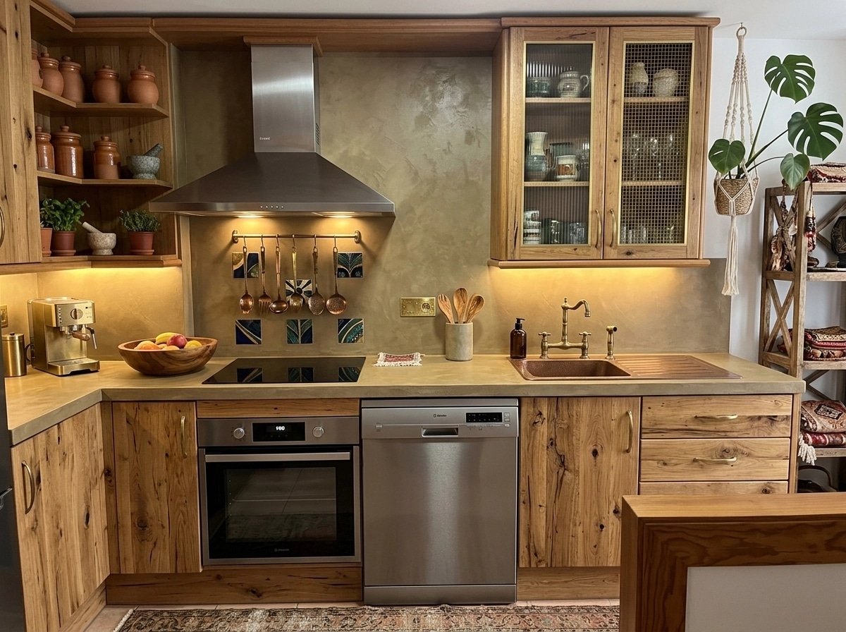 Kitchen interior in Bohemian style — photo by GenRoom AI