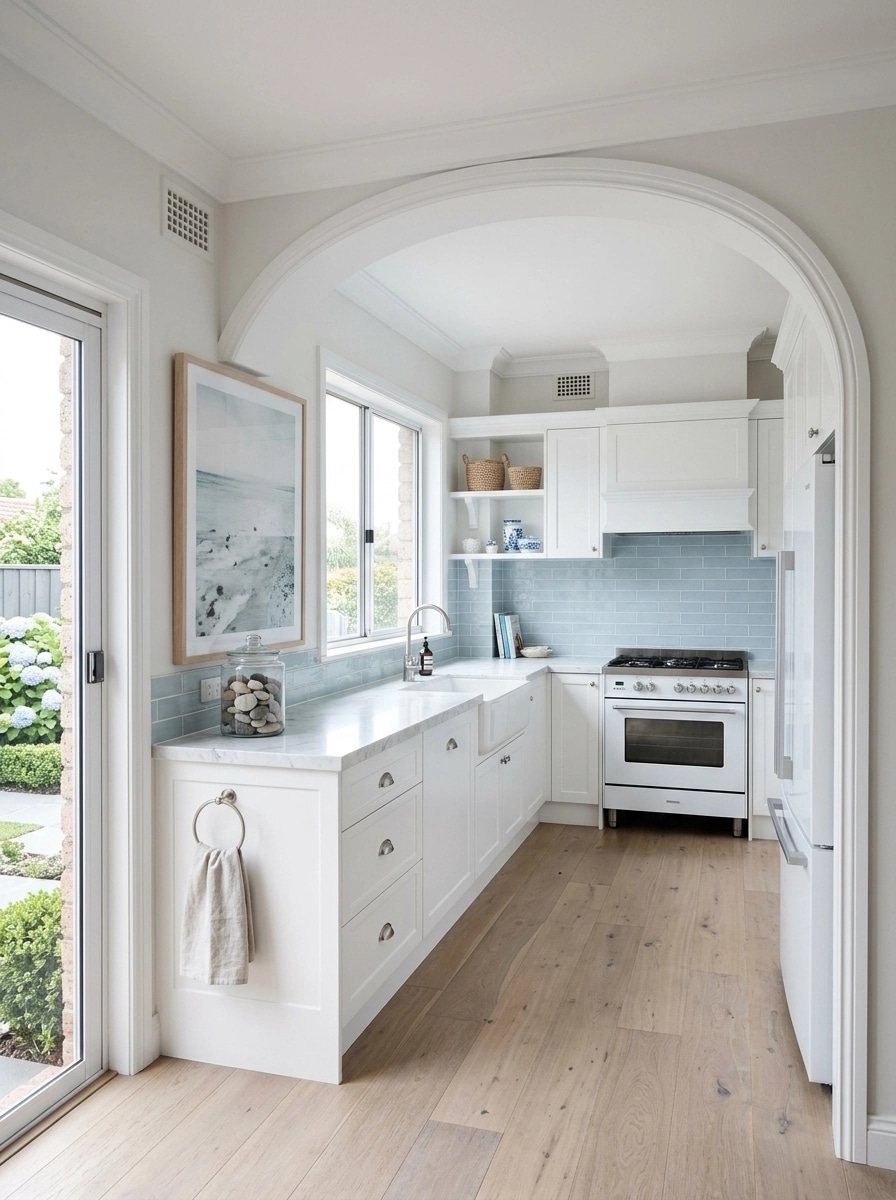 Kitchen interior in Coastal / Hamptons style — photo by GenRoom AI