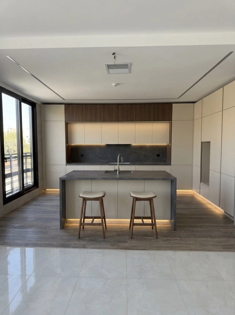 Kitchen interior in Japandi style — photo by GenRoom AI