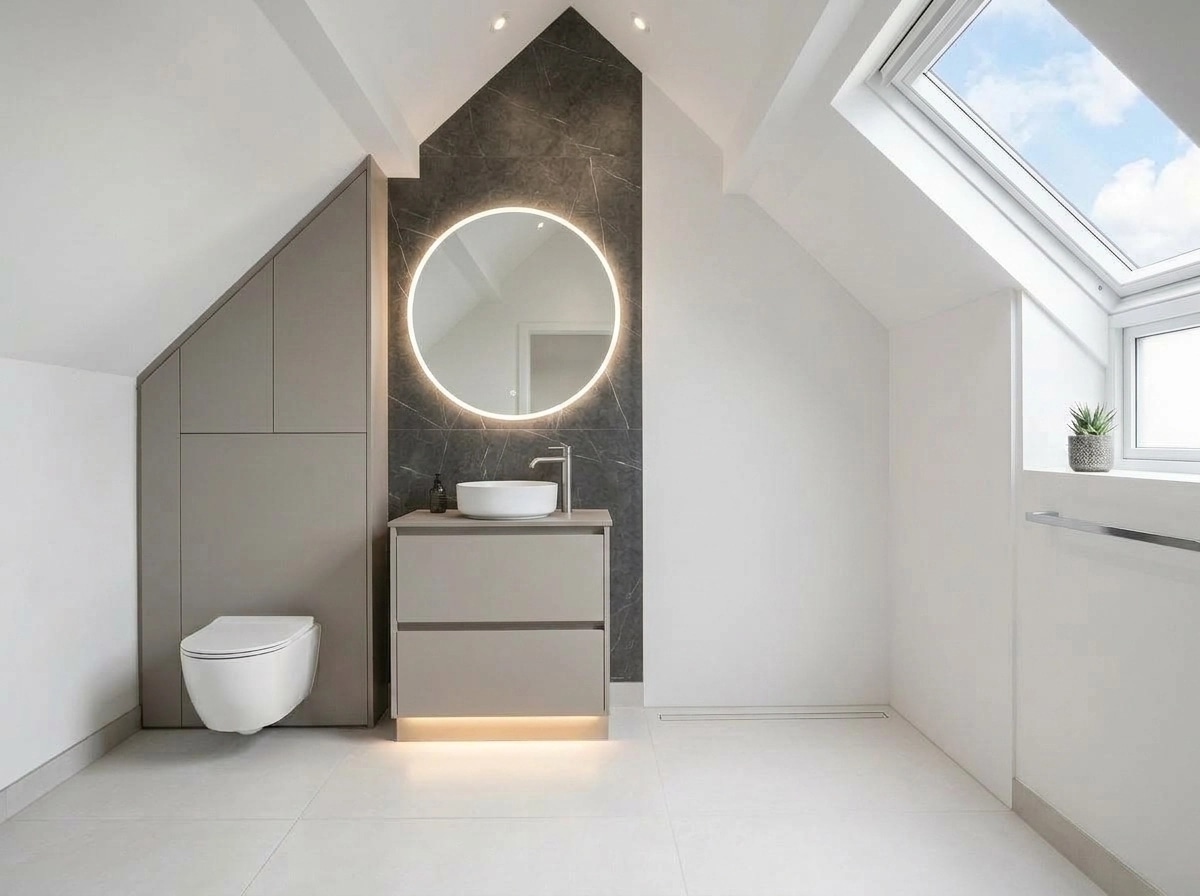 Bathroom interior in Minimalism style — photo by GenRoom AI