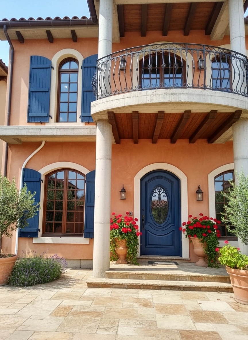 Facade design in Mediterranean Facade style — photo by GenRoom AI