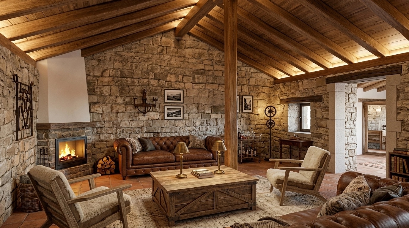 Rustic Living Room design — interior photo by GenRoom AI
