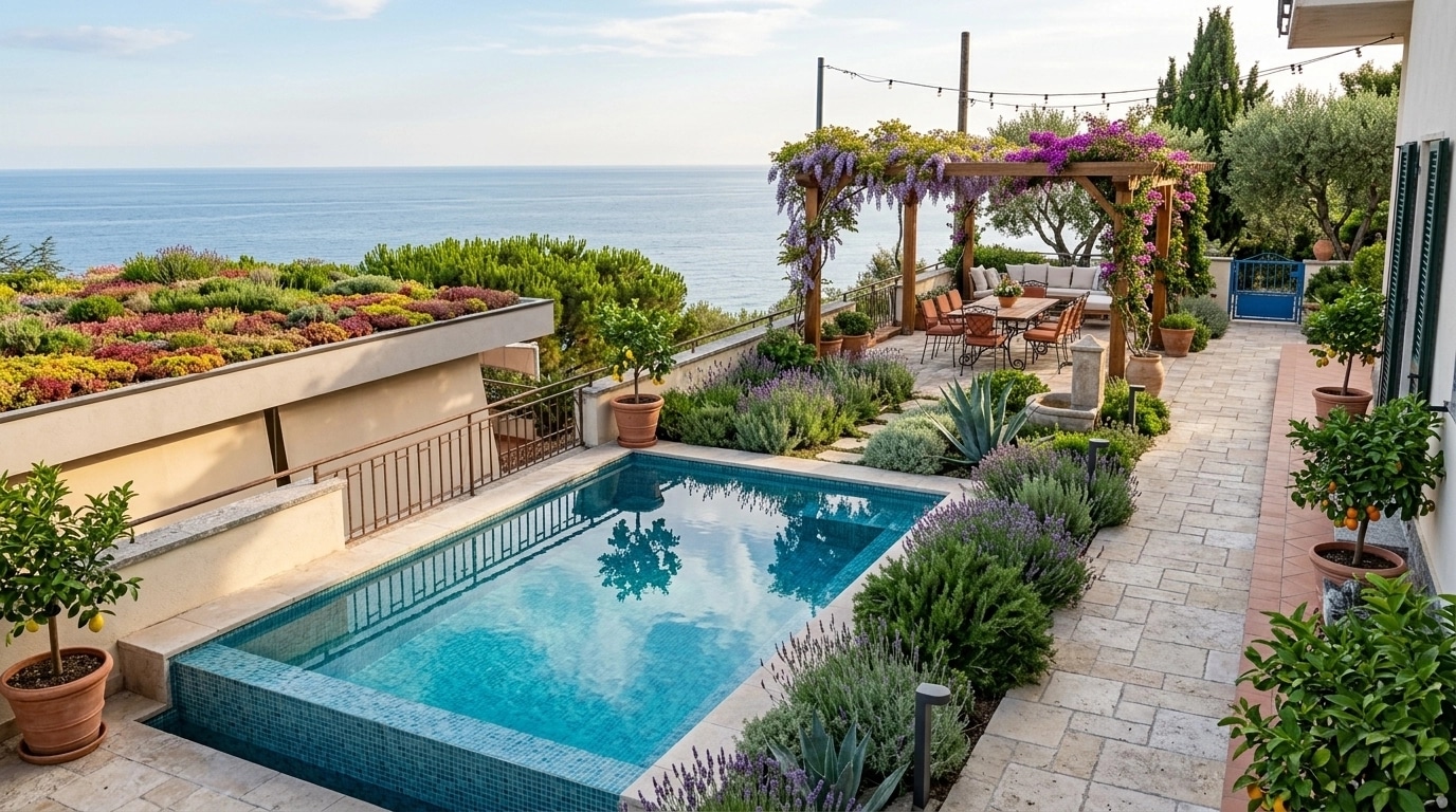 Landscape design in Mediterranean Yard style — Yard by GenRoom AI